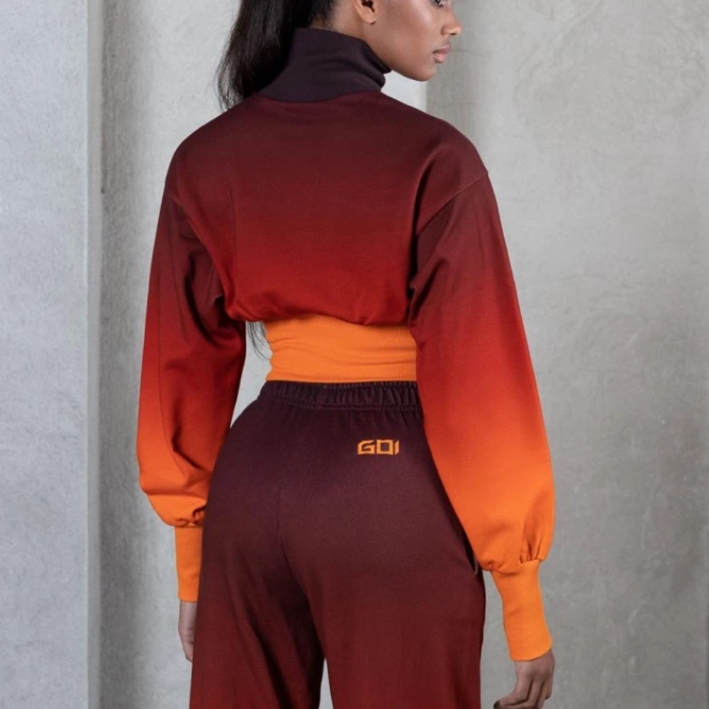 GOI ombré cropped crew neck sweatshirt turtleneck size xs - Picture 4 of 8